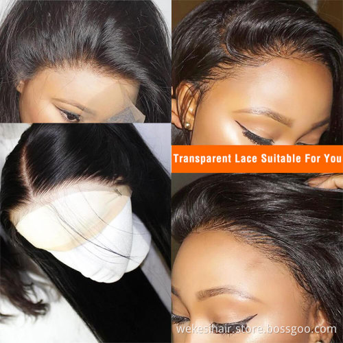 Hot Selling Preplucked Bleached Knots Human Hair Lace Wig Transparent Lace Wigs,30 Inch Straight Human Glueless Full Hd Lace Wig